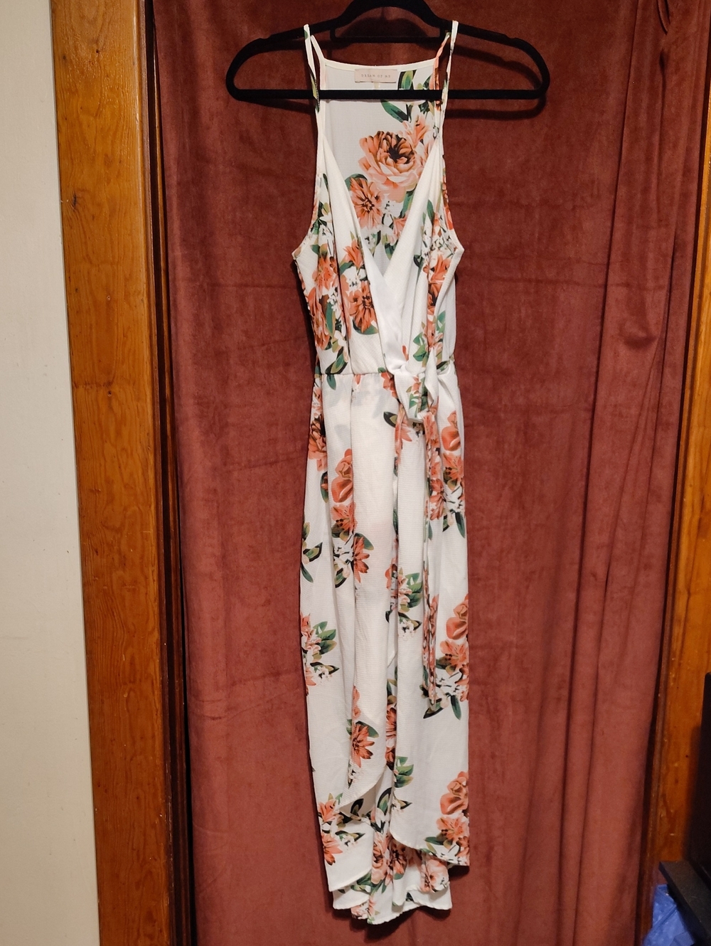 Floral White & Mauve Wrap High Low Dress - Women